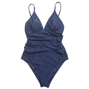 Cupshe Bright Day Shirred One Piece Swimsuit Blue Size Medium